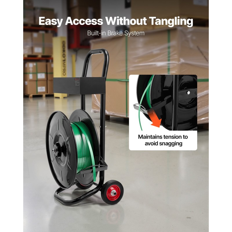 Hihnavetovaunu Q235-hiiliteräs 203 mm rullan sisähalkaisijalle PET PP polyesterinauhalle automaattisella jarrulla