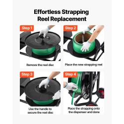 Hihnavetovaunu Q235-hiiliteräs 203 mm rullan sisähalkaisijalle PET PP polyesterinauhalle automaattisella jarrulla