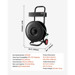 Hihnavetovaunu Q235-hiiliteräs 203 mm rullan sisähalkaisijalle PET PP polyesterinauhalle automaattisella jarrulla