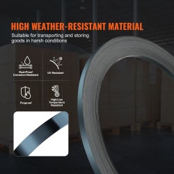 Teräsvannerulla 100 m 12,7 mm 0,4 mm 500 kg murtolujuus raskaaseen sidontaan