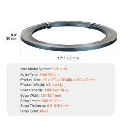 Teräsvannerulla 100 m 12,7 mm 0,4 mm 500 kg murtolujuus raskaaseen sidontaan