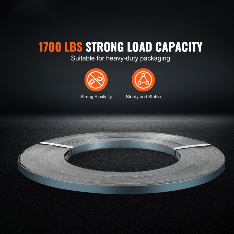 Teräsvannenauha musta 500 m 19 mm 0,55 mm 770 kg