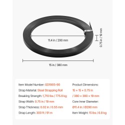 Teräsvannekela 19 mm 0,55 mm 91 m 775,6 kg murtolujuus
