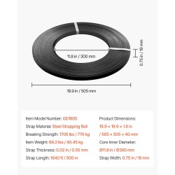 Teräsvannekela sinkitty 19 mm 0,55 mm 500 m 770 kg murtolujuus kuormansidontaan