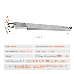 Alumiininen teleskooppityötaso 1840–2750 mm 227 kg kantavuus 317,5 mm leveä telineille