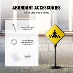 Siirrettävä kylttiteline galvanoitua terästä ja valurautaa kova muovijalusta pyörillä 1235 mm