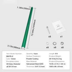U-muotoinen kylttiteline galvanoitu teräs 183 cm 4 kpl vihreä ulkokäyttöön
