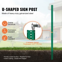 U-muotoinen galvanoitu teräskylttitolppa 2440 mm 4 kpl vihreä