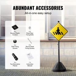 Liikennemerkin jalusta sinkitty teräspylväs 1600 mm muovijalusta pyörillä pulteilla muttereilla 2 sarjaa