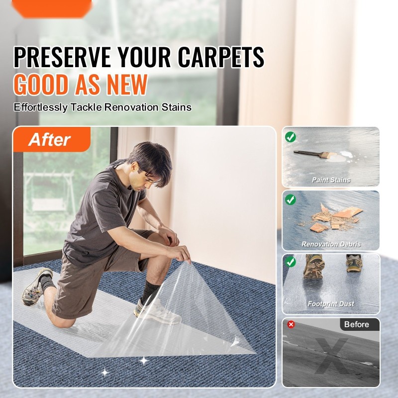 Maton suojakalvo polyeteeni 91,4 cm x 61 m itsekiinnittyvä läpinäkyvä