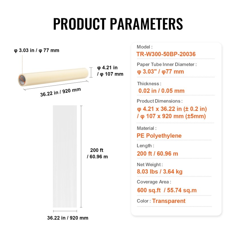 Maton suojakalvo polyeteeni 91,4 cm x 61 m itsekiinnittyvä läpinäkyvä