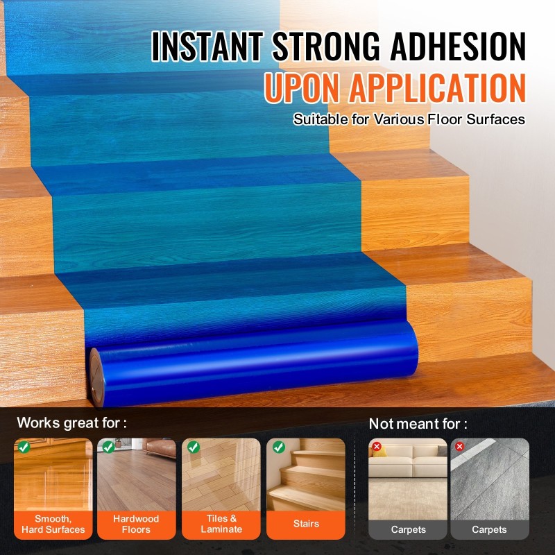 Lattiansuojakalvo polyeteeni 615 mm x 60,96 m itseliimautuva remonttiin sininen