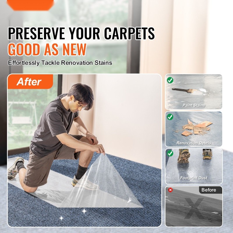 Matonsuojakalvo polyeteeni 24" x 200' läpinäkyvä itseliimautuva rulla remonttiin