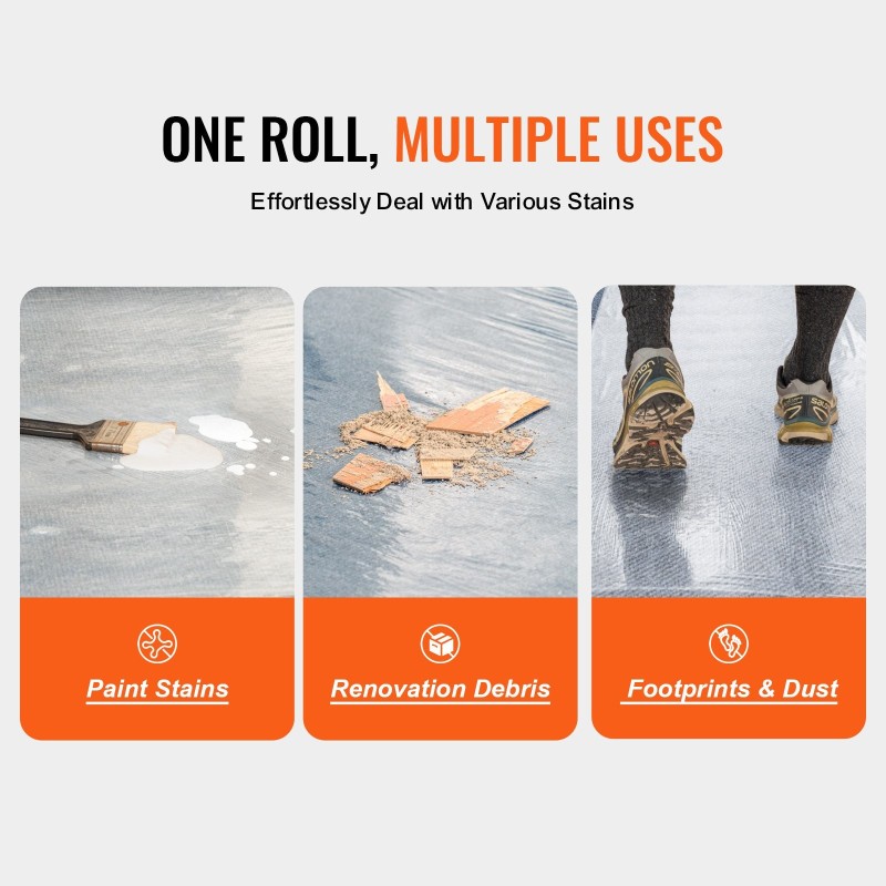 Itsekiinnittyvä polyeteeninen matonsuojakalvo noin 61 cm leveä 30,48 m rakentamiseen ja remonttiin