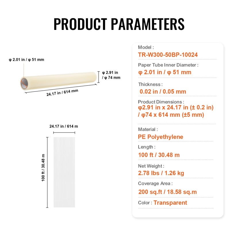 Itsekiinnittyvä polyeteeninen matonsuojakalvo noin 61 cm leveä 30,48 m rakentamiseen ja remonttiin