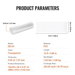 PVC-matonsuojus läpinäkyvä liukumaton 610 mm x 3,66 m kissan kynsisuoja
