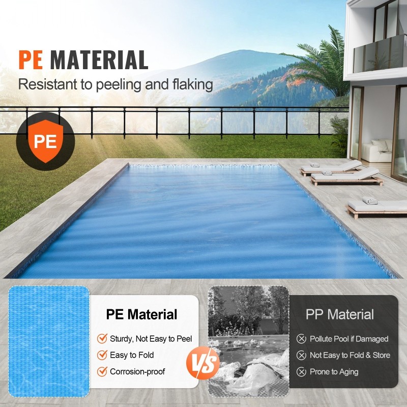 Aurinkopeite PE-muovi 9,75 x 4,87 m 16 mil suorakaiteinen uima-altaaseen