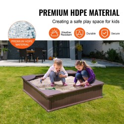 Hiekkalaatikko HDPE-muovinen neliö 1235x1235x315 mm kulmaistuimilla suojapeitteellä pohjakankaalla