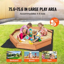 Puinen kahdeksankulmainen hiekkalaatikko 1920×1920×230 mm suojapeitteellä 4 istuinta pihalle