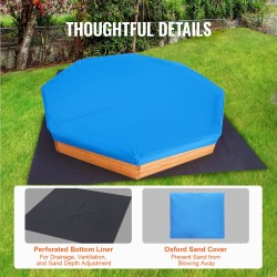 Puinen kahdeksankulmainen hiekkalaatikko 1920×1920×230 mm suojapeitteellä 4 istuinta pihalle