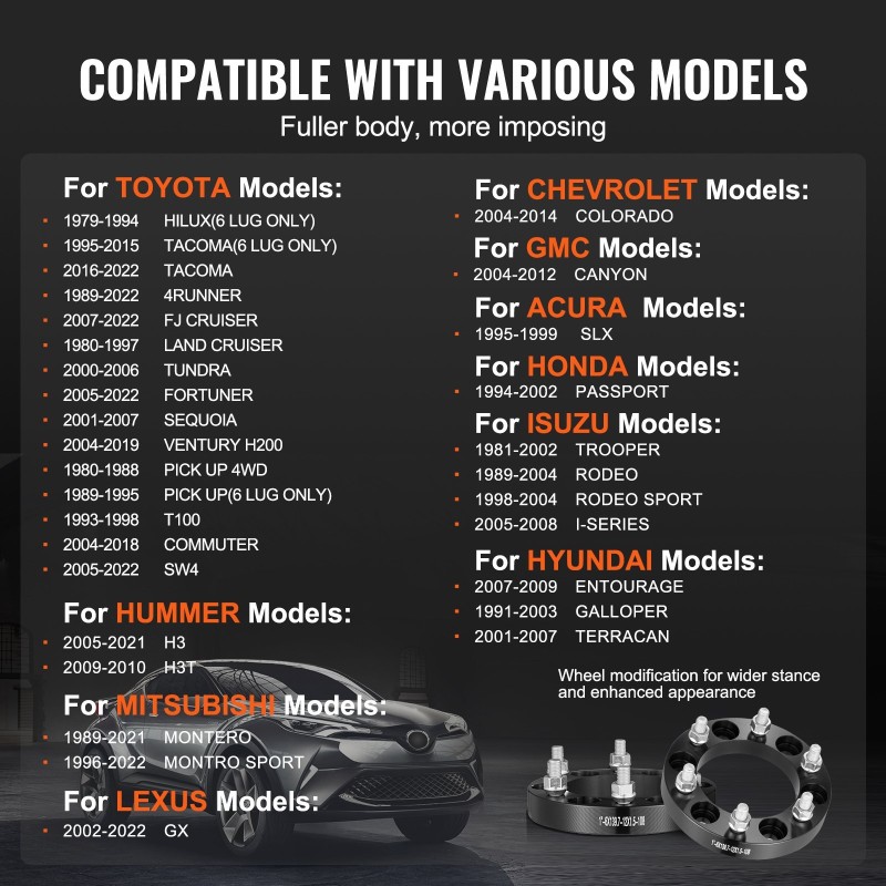 Vanteen välilaipat alumiini 25,4mm 6-pulttiset M12x1,5 108mm 4kpl musta