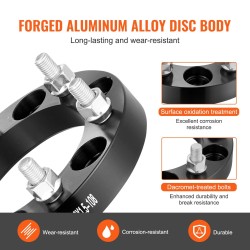 Vanteen välilaipat alumiini 25,4mm 6-pulttiset M12x1,5 108mm 4kpl musta