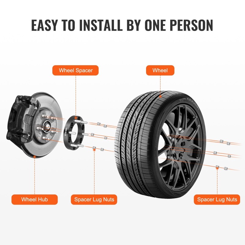 Vanteen välilaipat alumiini 25,4mm 6-pulttiset M12x1,5 108mm 4kpl musta