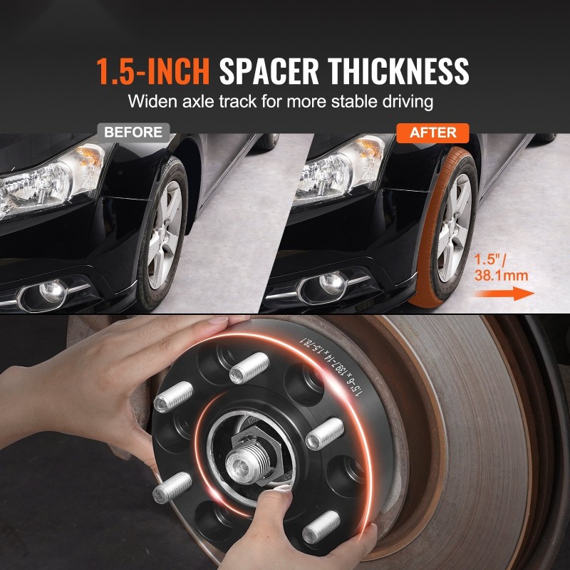 Vannelevikkeet alumiiniseos 38,1 mm 6-pulttiset M14x1,5 78,1 mm 4 kpl