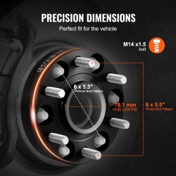 Vannelevikkeet alumiiniseos 38,1 mm 6-pulttiset M14x1,5 78,1 mm 4 kpl