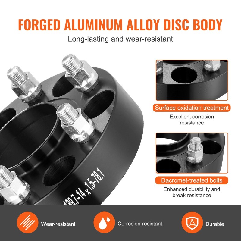 Vannelevikkeet alumiiniseos 38,1 mm 6-pulttiset M14x1,5 78,1 mm 4 kpl