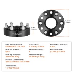 Vannelevikkeet alumiiniseos 38,1 mm 6-pulttiset M14x1,5 78,1 mm 4 kpl