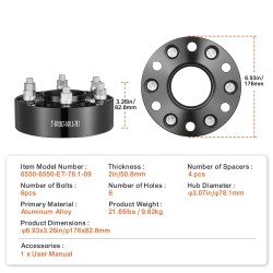 Vannenvälikkeet taottu alumiiniseos 50,8 mm keskireikä 78,1 mm 6 pulttia 4 kpl