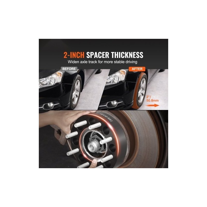 Vanteenlevittimet alumiiniseosta 50,8 mm 8x6,5 8-pulttiset 126 mm 2 kpl musta