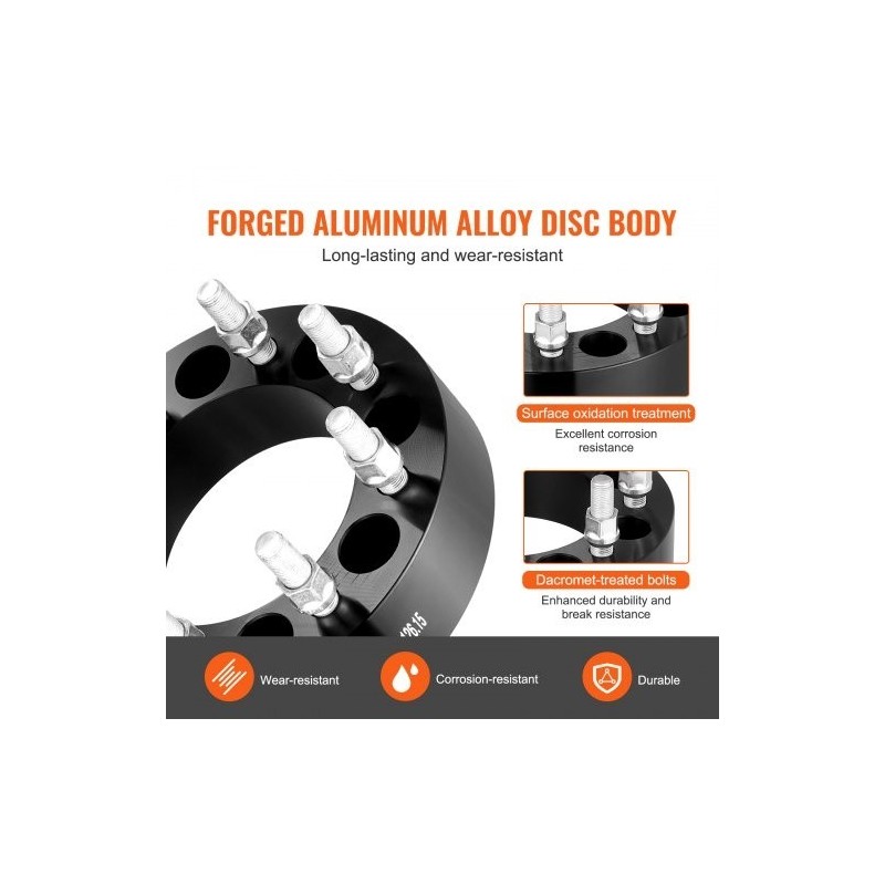 Vanteenlevittimet alumiiniseosta 50,8 mm 8x6,5 8-pulttiset 126 mm 2 kpl musta