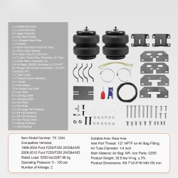 Ilmajousitussarja taka-akselille sopii F250 F350 1999-2004 2008-2010 2 ilmapussia 2268 kg kantavuus