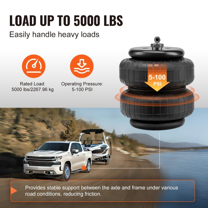 Ilmajousisarja taka-akselille NR ilmapussit 2 kpl 5–100 psi 2007–2018 Silverado/Sierra 1500