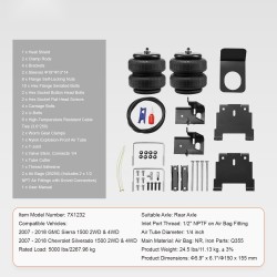 Ilmajousisarja taka-akselille NR ilmapussit 2 kpl 5–100 psi 2007–2018 Silverado/Sierra 1500