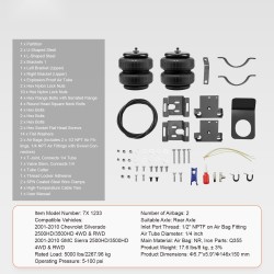 Ilmajousisarja takapäähän NR-ilmapussit 2001–2010 Silverado/Sierra 2500/3500HD 2268 kg