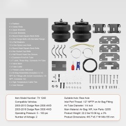 Ilmajousitussarja takajousitukselle Dodge Ram 2500 2003-2013 3500 2003-2018 2268 kg kantavuus
