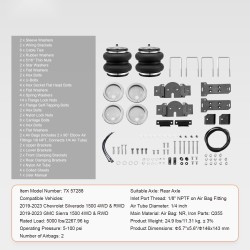 Ilmajousisarja taka-akselille kumiset ilmapussit 2 kpl 5–100 psi Silverado 2019–2023