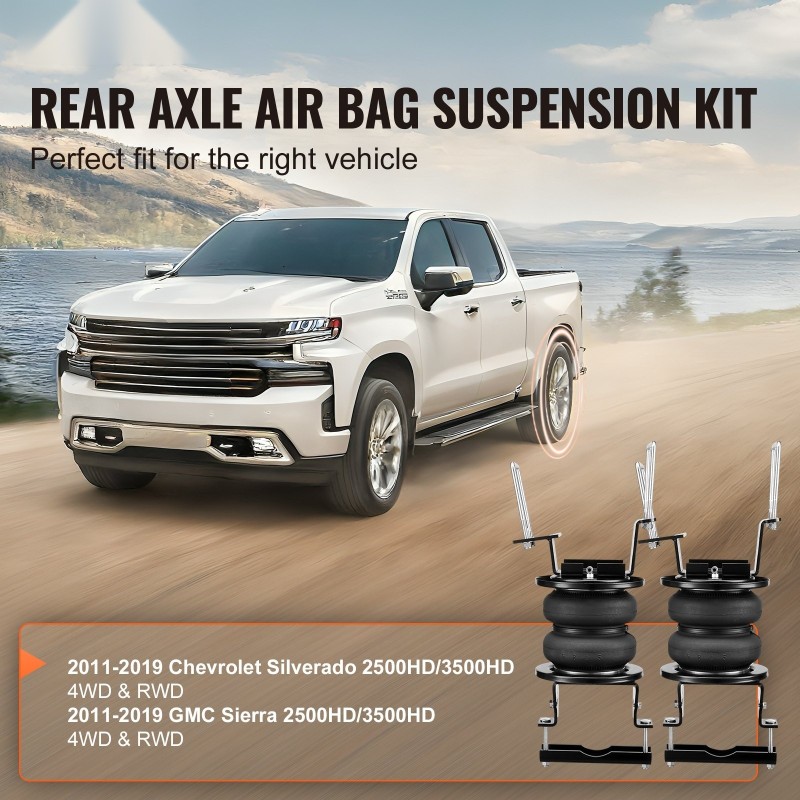 Ilmajousisarja taka-akselille NR-ilmapussit 2268 kg kantavuus sopii 2011–2019 2500 ja 3500HD-malleihin
