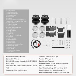 Ilmajousisarja taka-akselille NR-ilmapussit 2268 kg kantavuus sopii 2011–2019 2500 ja 3500HD-malleihin