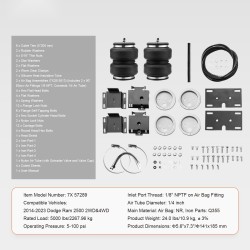 Ilmajousisarja 2 kumipussia kantavuus 2268 kg sopii Dodge Ram 2500 2014–2023