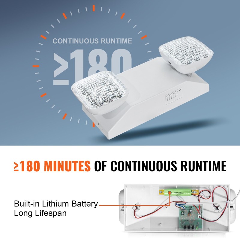 Hätävalaisinsarja 12 kpl kolmen watin kaksi säädettävää LED-päätä 180 minuutin akku liekinestomuovi