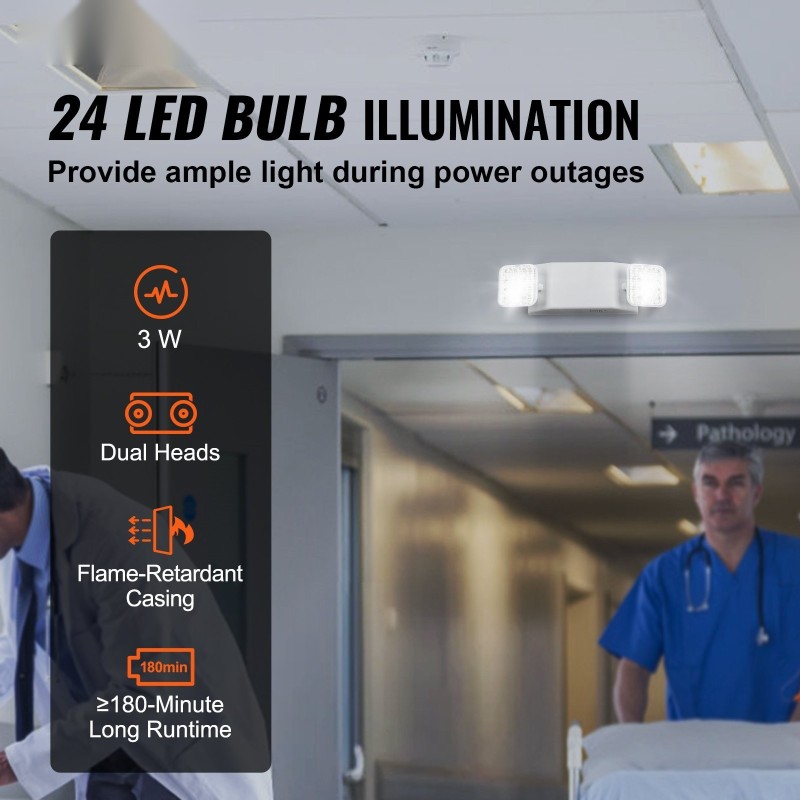 LED-hätävalot 24 kpl 3 W 180 minuutin akku 2 säädettävää neliöpäätä