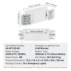 LED-hätävalot 24 kpl 3 W 180 minuutin akku 2 säädettävää neliöpäätä