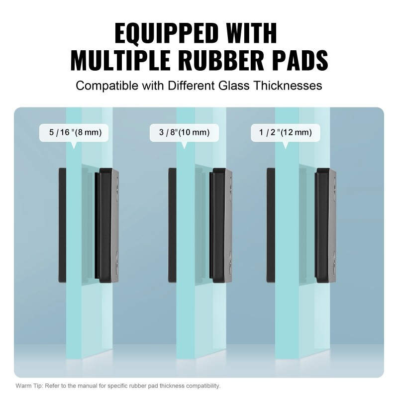 Lasikiinnikesarja 40 kpl neliömallisia kiinnikkeitä ruostumatonta terästä 8–12 mm musta