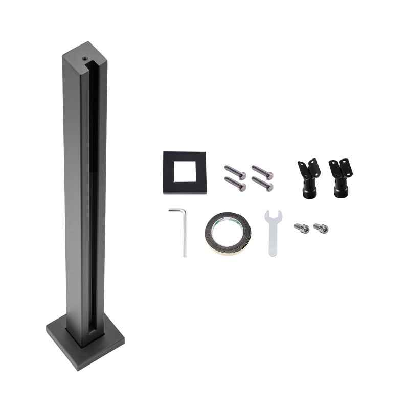 Lasikiinnike ruostumatonta terästä 850 mm korkeus 10–12 mm lasille musta 1 kpl