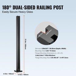Lasikiinnike 304-ruostumaton teräs kiillotettu korkeus 950 mm lasipaksuus 10–12 mm 1 kpl