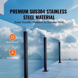 Lasikiinnike SUS304-ruostumatonta terästä 1050 mm 10–12 mm lasille 1 kpl